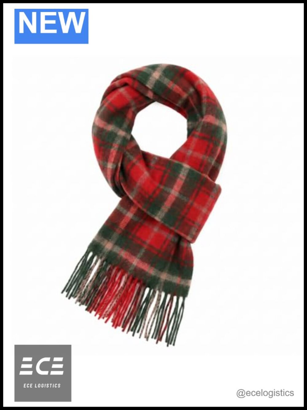 100% Wool Plaid Tartan Scarf Tassel Winter Wrap Unisex